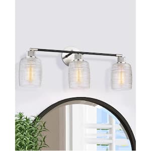 26.8 in. 3-Light Brushed Nickel Vanity Light with Glass Shade