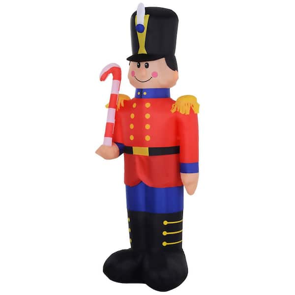 2 ft. x 6 ft. Christmas Inflatable Nutcracker Toy Soldier with Candy Cane, Blow-Up LED Yard Christmas Decor