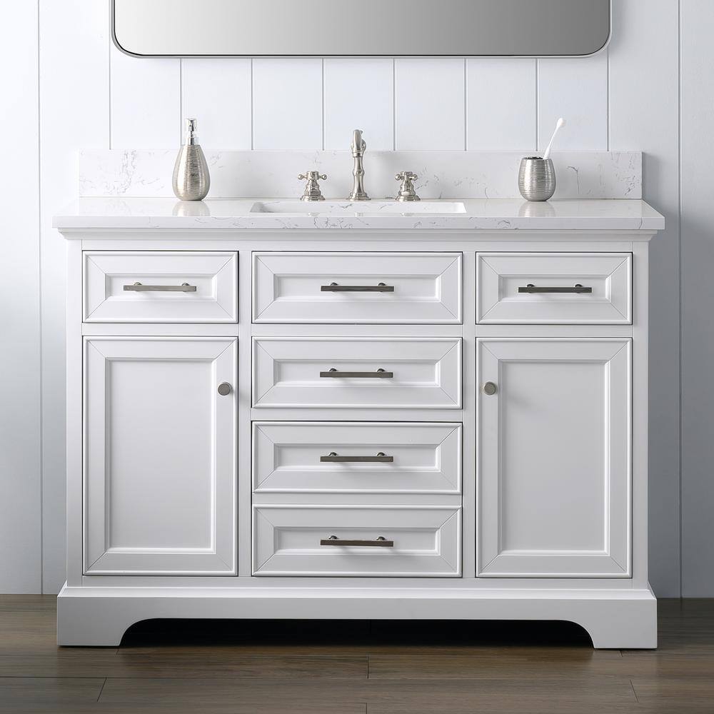 Thompson 48" White Solid Wood and MDF Single Vanity