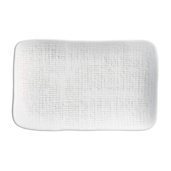 10.63 in. New White Stoneware Rectangular Platter Medium Juta (Set of 4)