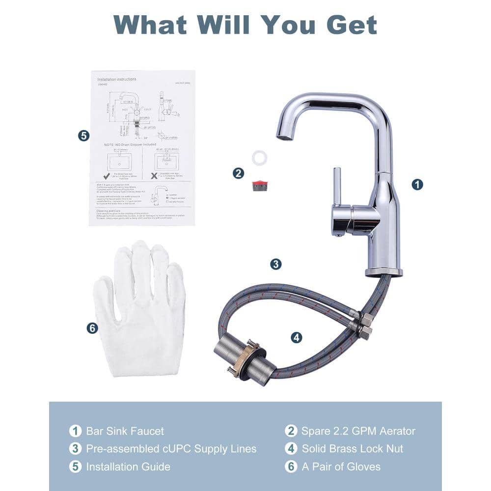 Polished Chrome Single Handle Deck Mounted Bar Faucet