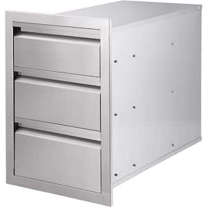 14 in. W x 20 in. H x 23.2 in. D Outdoor Kitchen Drawers Stainless Steel Flush Mount Triple BBQ Access Drawers