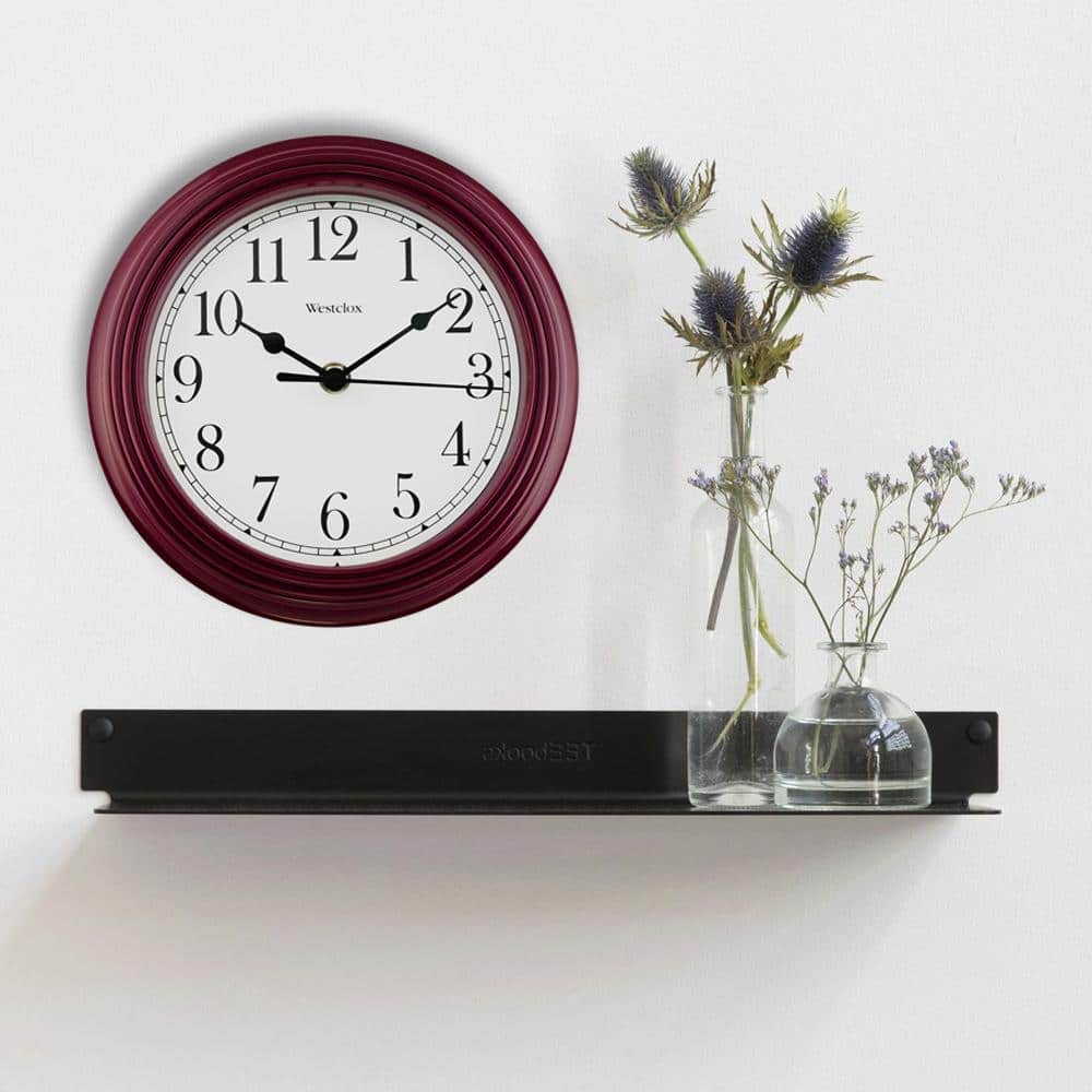 Westclox 9 in. Simplicity Wall Clock with Bezel and Burgundy 46983