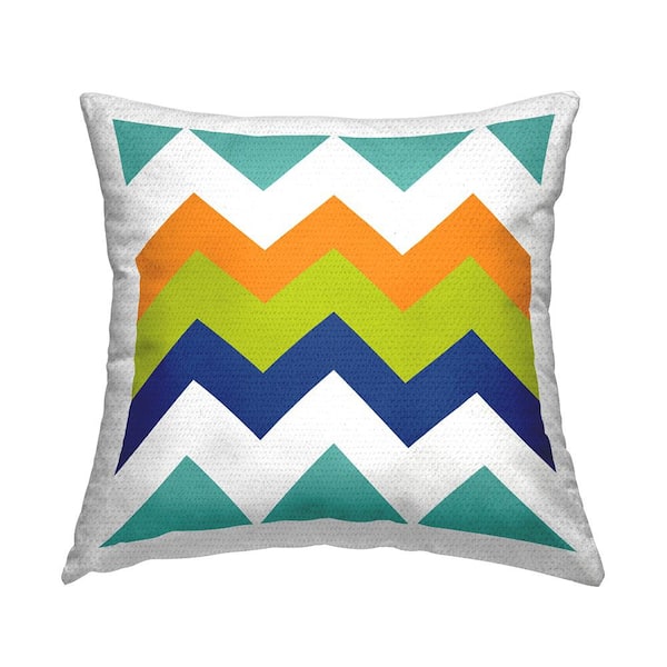 Bold Zig Zag Chevron Stripes Multi-Color Square Outdoor Throw Pillow