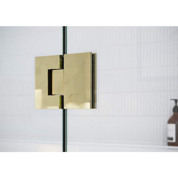 34 in. x 58 in. Frameless Glass Hinged Bathtub Door in Polished Brass 34 in. x 58 in. Frameless Glass Hinged Bathtub Door in Polished Brass