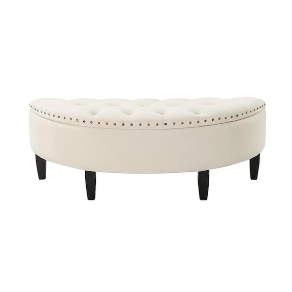 ARTFUL LIVING DESIGN Henrique 43.3 in. W x17.3 in. D x15.7 in. H Ivory Bedroom Tufted Bench with Storage