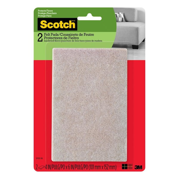 3m Scotch 4 In X 6 Beige Rectangle, Hardwood Floor Furniture Protectors Home Depot