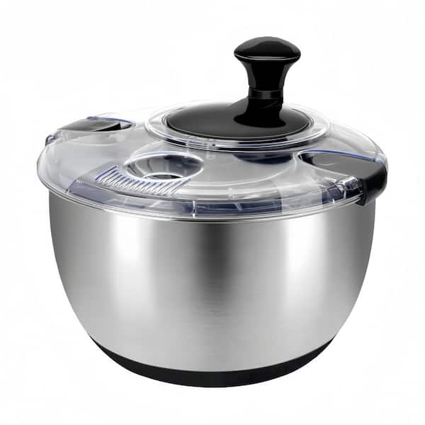 4.8 qt. Stainless Steel Salad Spinner with Crank Design for Vegetable Washing and Lettuce Drying (1-Pack)