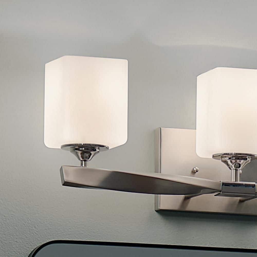 Champagne Finish 3-Light Vanity with Satin Etched Glass