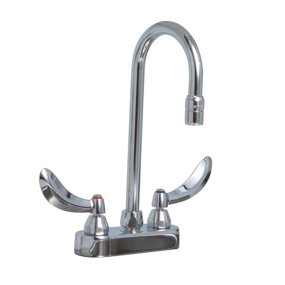 Chrome Gooseneck Kitchen Faucet with Wristblade Handles