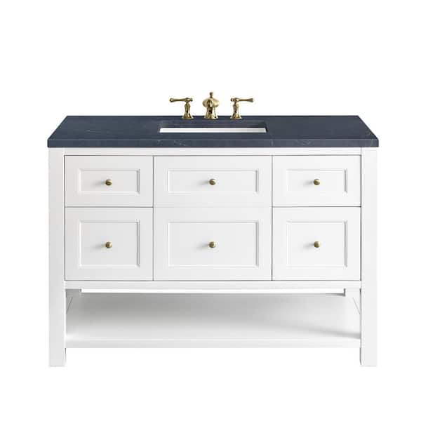 James Martin Vanities Breckenridge 48.0 in. W x 23.5 in. D x 34.2 in . H Bathroom Vanity in Bright White with Charcoal Soapstone Quartz Top