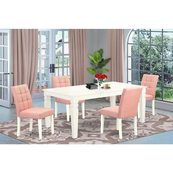 5-Piece Rectangle Buttermilk and Cherry Finish Solid Wood Top Dining table with 4Chairs with Butterfly Leaf Lattice Back