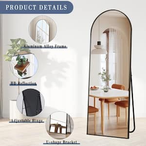 23 in. W x 67 in. H Arched Modern Black Aluminum Framed Full Length Mirror Floor Mirror