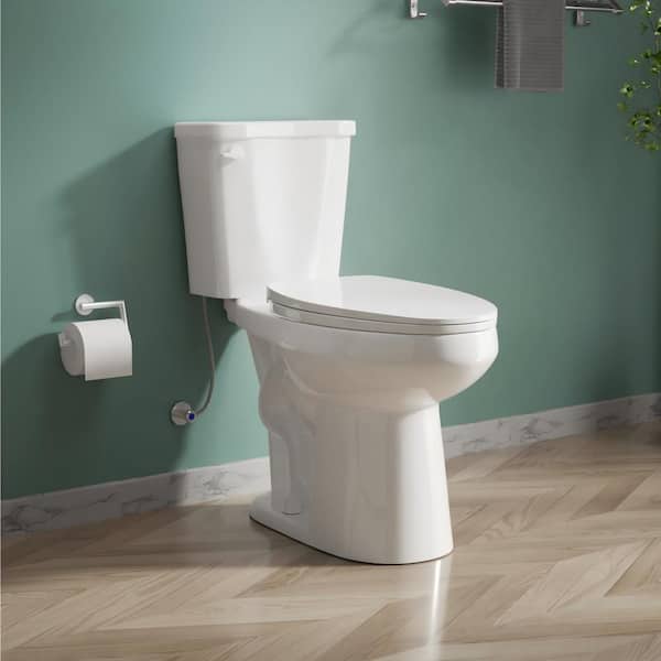 Tall Toilet 1.28 GPF Single Flush Elongated 19 in Bowl Height 2-Piece Toilet in White with Seat Included Comfort Design