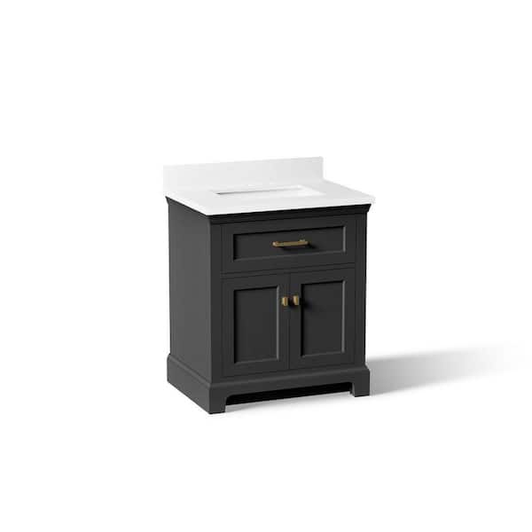 Charlemont 30.98in. Single Sink Freestanding Ferrous Grey Bath Vanity with White Quartz Top Assembled