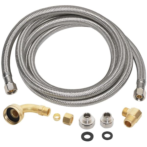 Photo 1 of 3/8 in. x 3/8 in. x 60 in. Stainless Steel Universal Dishwasher Supply Line *Does not contain hardware accessories*