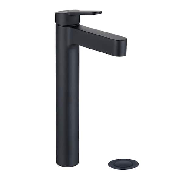 Aurora Decor ABAD Single-Handle Single-Hole Bathroom sink Faucet with Deckplate Drain Kit and Spot Resistant in Matte Black