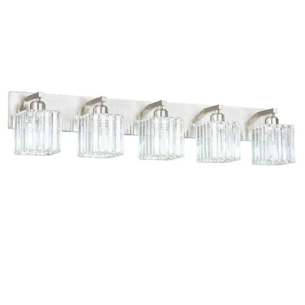 36.22in 5-Lights Sand Nickel Crystal Vanity Lights Over Mirror for Bathroom price history on PriceWatchPro
