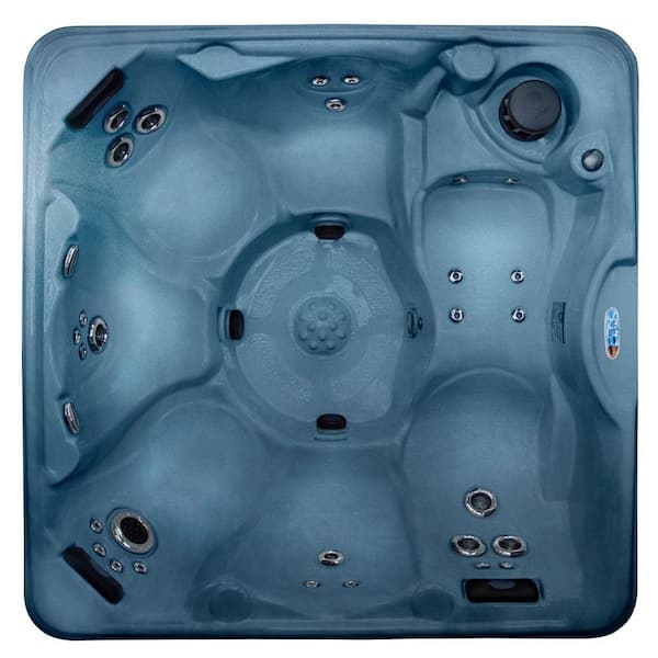 QCA Spas Atlantis in Blue Denim 6-Person 45-Jet Lounger Spa with (2) 4.2 BT HP Pumps and Free Energy Saver Package