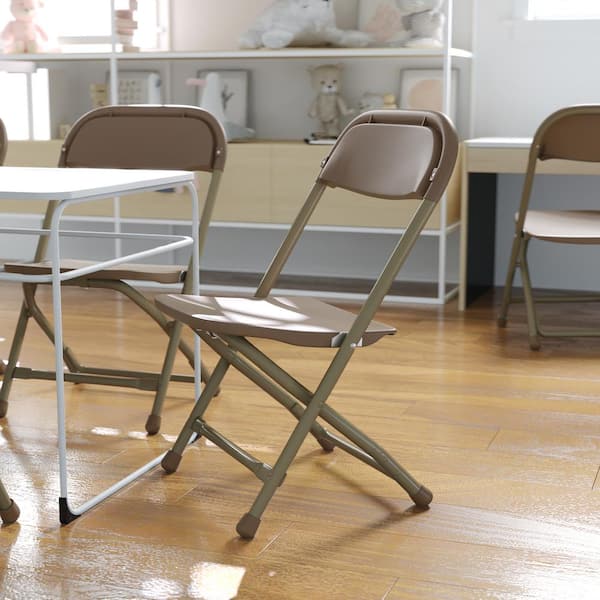 Carnegy Avenue Brown Kids Plastic Folding Chairs (Set of 10) CGA-Y