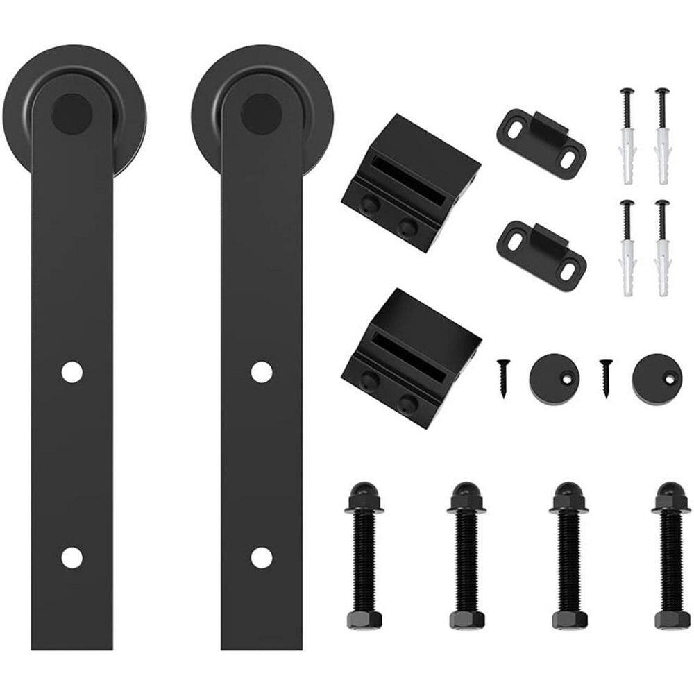 WINSOON Black Antique Roller Kit for Sliding Barn Door Hardware System (I Shape Design) GCM2126