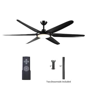 65 in. Indoor Matte Black Standard Ceiling Fan with Color Changing Integrated LED and Remote