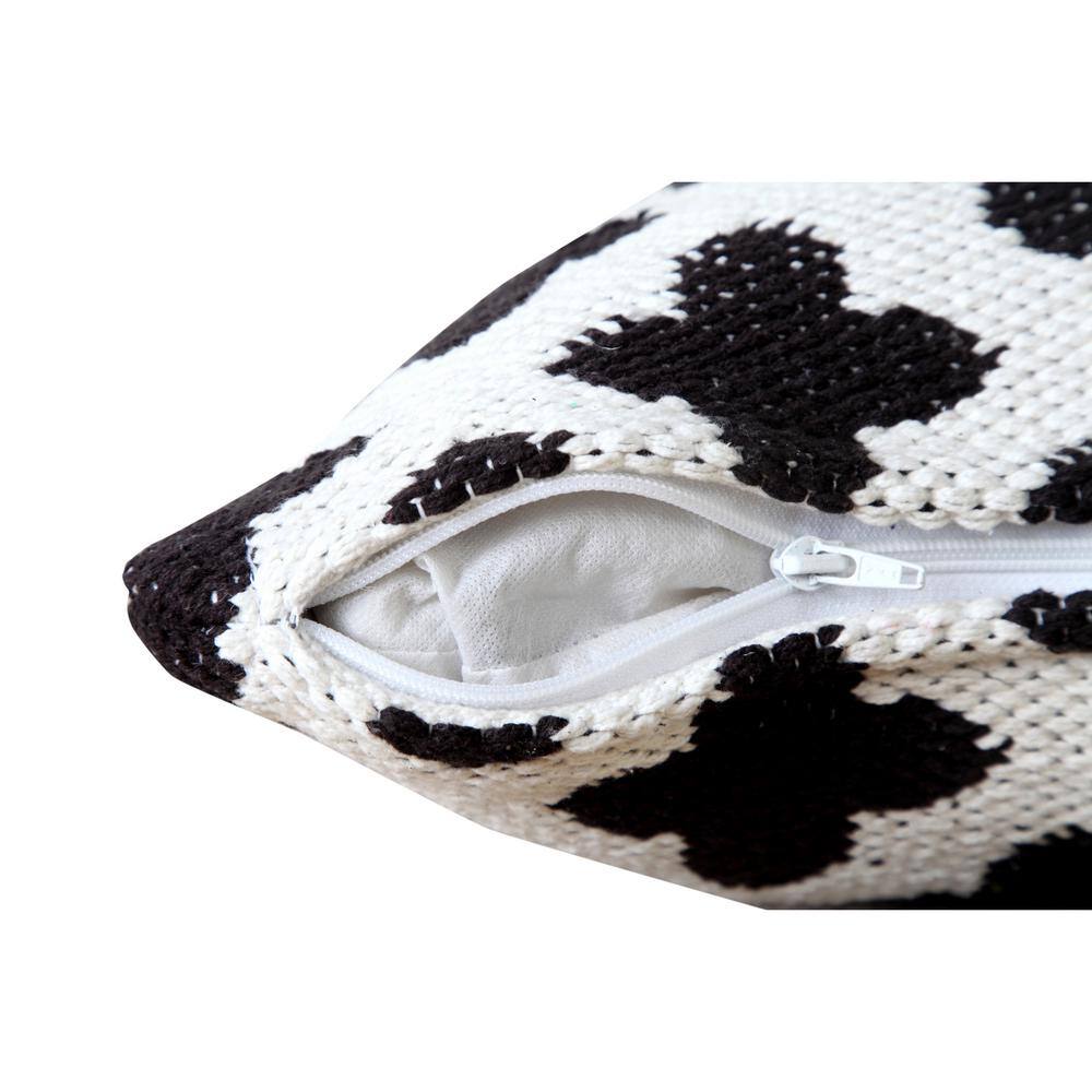 Sevita 20" Square White and Black Woven Geometric Throw Pillow