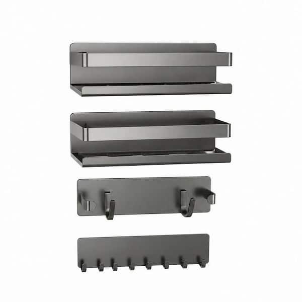 4 Pack Kitchen Top of Fridge Storage Organizer with Magnetic Spice Rack, Paper Towel Holder, and Utensil Hanger