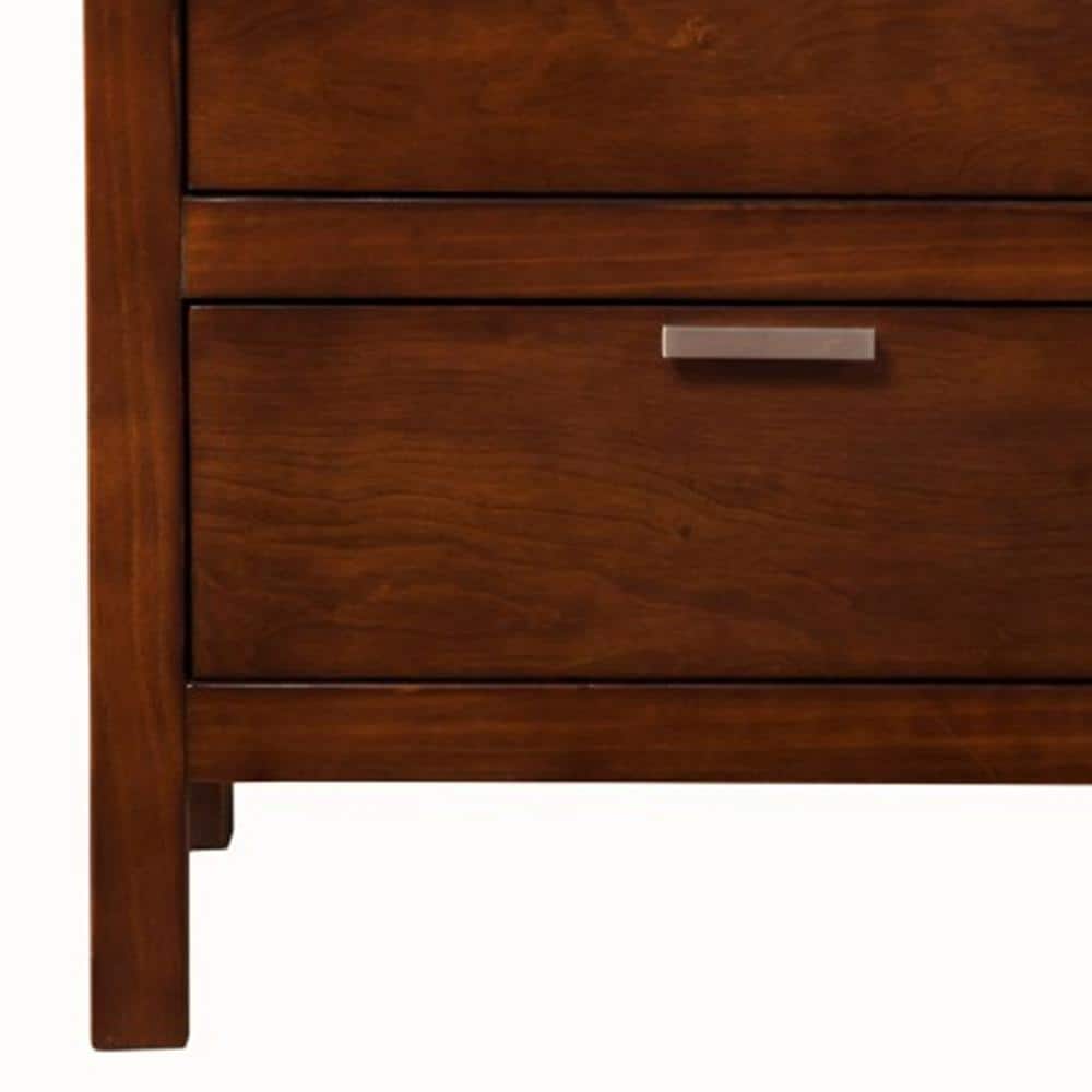 24" Brown Faux Wood 2-Drawer Nightstand