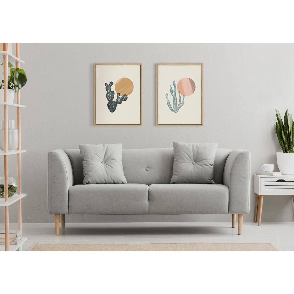 Desert Sunrise Abstract Landscape Canvas Print with Natural Frame