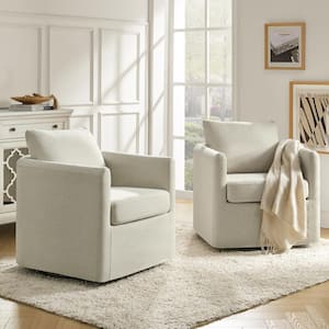 Christepher Modern Linen Slipcovered 360° Swivel Chair Set of 2