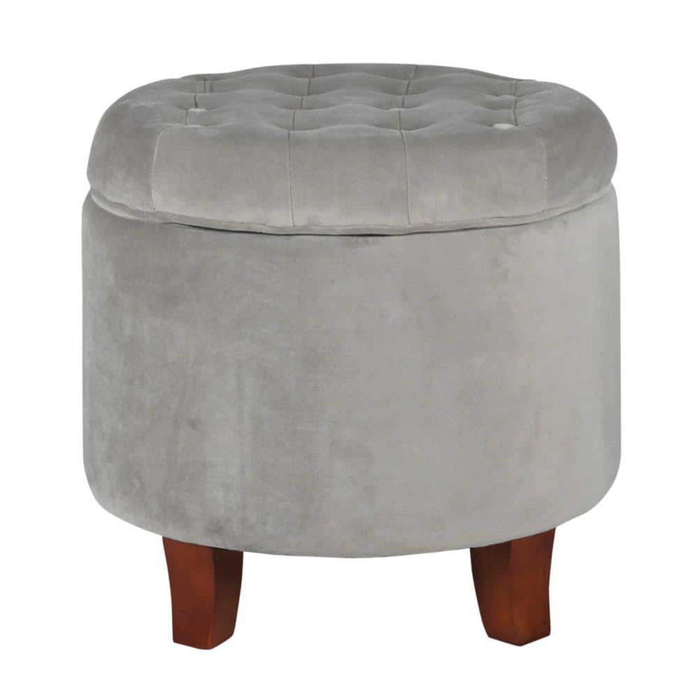 Button Tufted Light Gray Polyester Round Storage Ottoman with Lift-Off Lid price history on PriceWatchPro