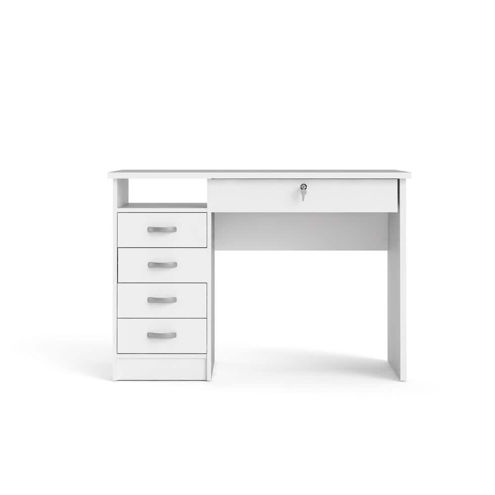 Walden White Engineered Wood Desk with 5 Drawers