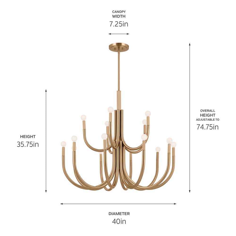 Champagne Bronze 15-Light Candle Style Chandelier
