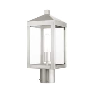 Creekview 15 in. 1-Light Brushed Nickel Cast Brass Hardwired Outdoor Rust Resistant Post Light with No Bulbs Included