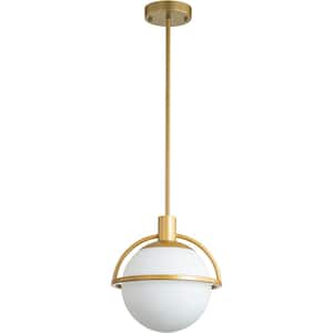 1-Light Gold Modern/Contemporary Globe Opal Glass Hanging Pendant Light