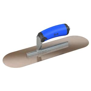 14 in. x 4 in. Golden Stainless Steel Round End Pool Trowel with Comfort Wave Handle and Short Shank