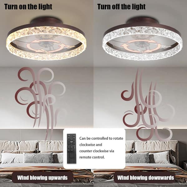 Brown 19.7 in. indoor Ceiling Fan with Lights Dimmable LED