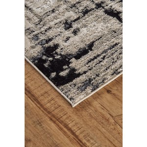 5 X 8 Black Gray and White Solid Color Area Rug