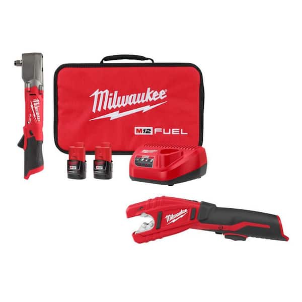 M12 FUEL 12V Lithium-Ion Brushless Cordless 1/2 in. Right Angle Impact Wrench Kit with Copper Tubing Cutter