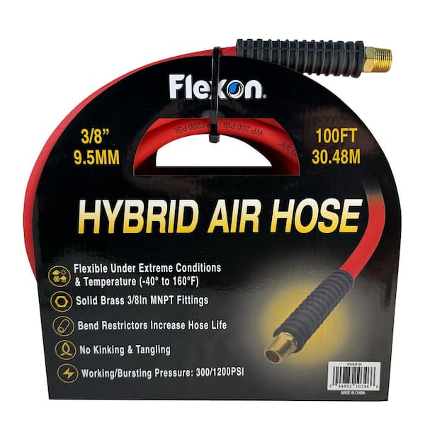 Flexon 3/8 in. x 100 ft. Hybrid Air Hose with Solid MNPT Fittings