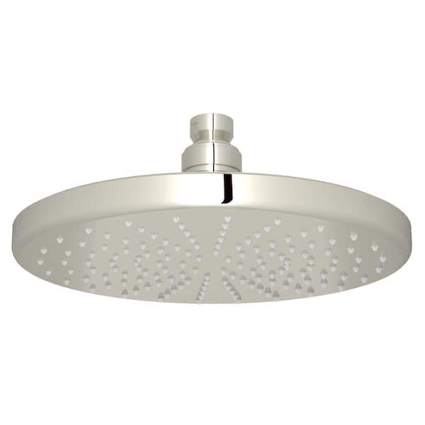 1-Spray 8 in. Single Wall Mount Fixed Rain Shower Head in Polished Nickel