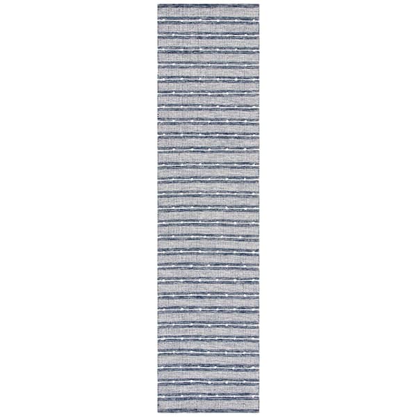 Striped Kilim Navy/Blue 2 ft. X 5 ft. Striped Area Rug