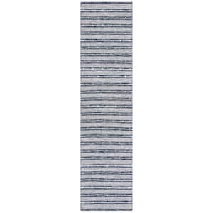 Striped Kilim Navy Blue 2 ft. x 7 ft. Striped Runner Rug