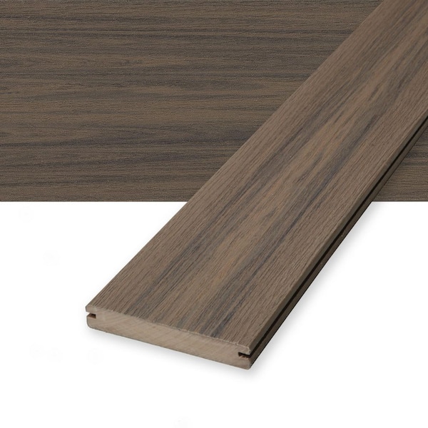 Voyage 1 in. x 6 in. x 16 ft. Khaya Brown Grooved Edge Composite Deck Board