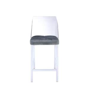 Nadie II Chrome, Acrylic and Gray Velvet Counter Height Chair