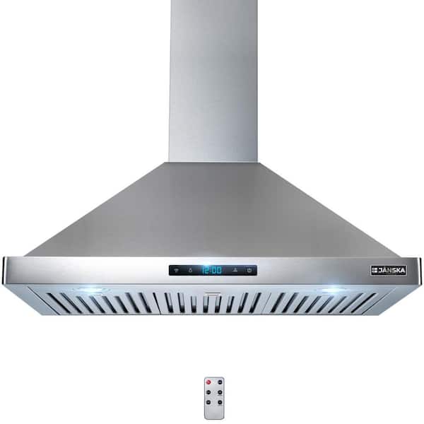 JANSKA 30 in. 520 CFM Wall Mount Ducted Range Hood with SS Filters, Digital Display, LED Lights and Remote in Stainless Steel