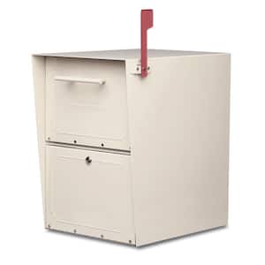 Oasis Sand, Extra Large, Steel, Locking, Post Mount or Column Mount Mailbox with Outgoing Mail Indicator