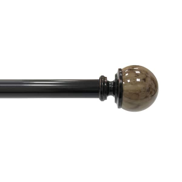 Lumi 72 in. - 144 in. Adjustable Single Curtain Rod 1 in. Dia. in Oil Rubbed Bronze with Marble Ball finials