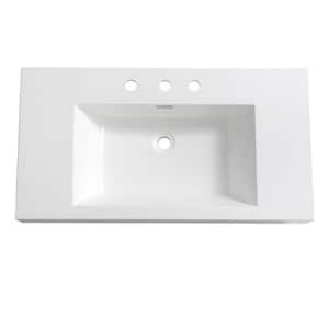 Vista 36 in. Drop-In Acrylic Bathroom Sink in White with Integrated Bowl
